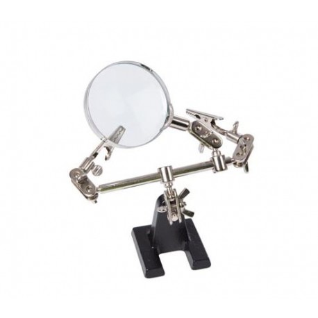 Helping hand with magnifier